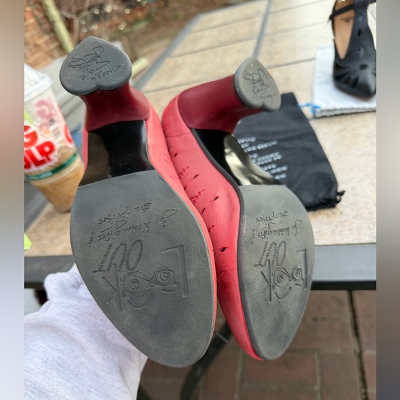 John Fluevog Red Leather Heels Women’s Size 9 - Picture 4 of 9